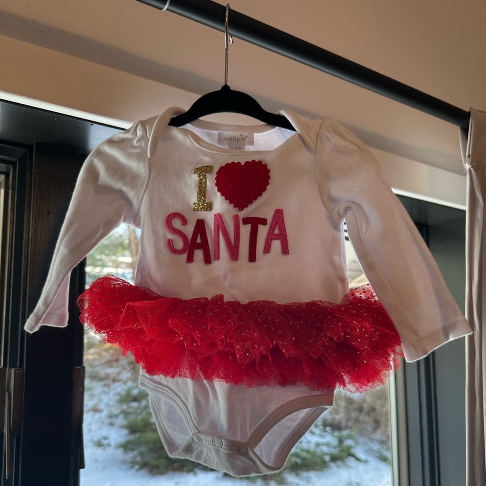 I love Santa holiday onesie with tutu